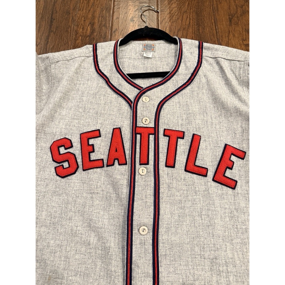 Ebbets Field Flannels Jersey Large Seattle Wool Baseball Vintage Authentic USA